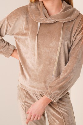 Kadife Camel Sweatshirt - Kadın Giyim Modelleri