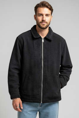 Kadife Erkek Mont Siyah - BY MAMİ