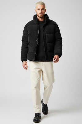 Kadife Erkek Şişme Mont Siyah - Günün Seçilenleri