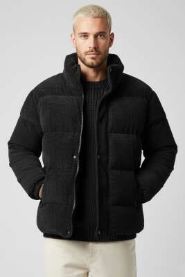 Kadife Erkek Şişme Mont Siyah - BY MAMİ