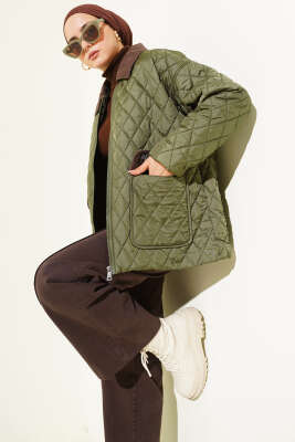 Kadife Yaka Kapitone Mont Haki - BIGDART