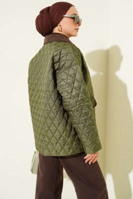 Kadife Yaka Kapitone Mont Haki - Mont