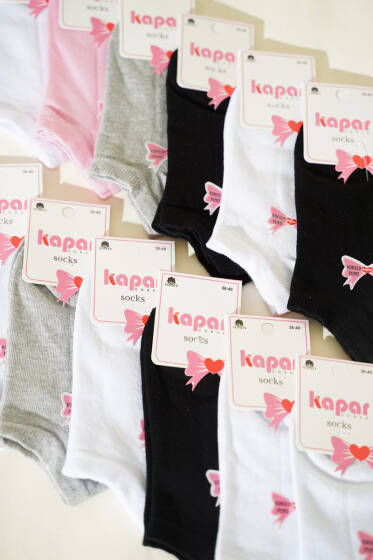 Kadın 12'li Fiyonk Baskılı Patik Çorap Asorti 6 - Yılın Fırsatı