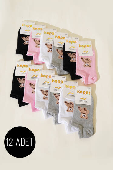 Kadın 12'li Karışık Desenli Sneakers Çorap Asorti 2 - Babet / Patik Çorap