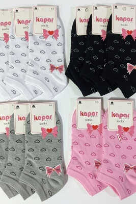 Kadın 12'li Karışık Desenli Sneakers Çorap Asorti 4 - Babet / Patik Çorap