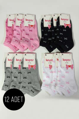Kadın 12'li Karışık Desenli Sneakers Çorap Asorti 6 - KAPAR ÇORAP