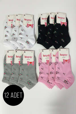Kadın 12'li Karışık Desenli Sneakers Çorap Asorti 7 - KAPAR ÇORAP