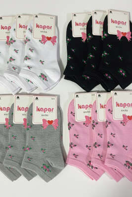 Kadın 12'li Karışık Desenli Sneakers Çorap Asorti 7 - Babet / Patik Çorap