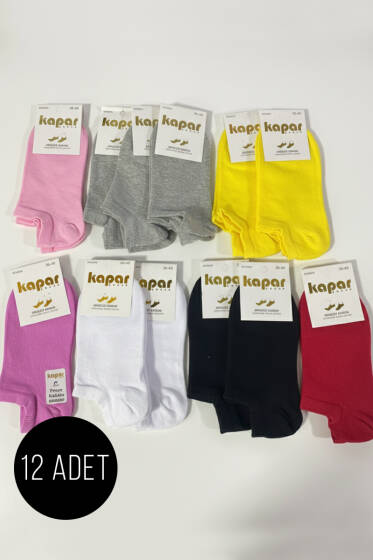 Kadın 12'li Karışık Desenli Sneakers Çorap Asorti 8 - Babet / Patik Çorap