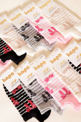 Kadın 12'li Karışık Desenli Sneakers Çorap Asorti 9 - Babet / Patik Çorap