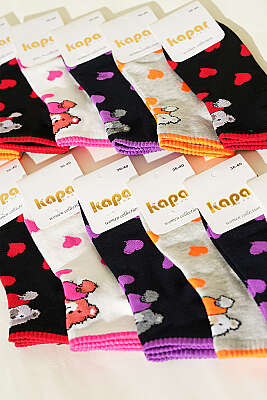 Kadın 12'li Renkli Desenli Patik Çorap Asorti 4 - Babet / Patik Çorap