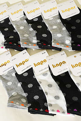 Kadın 12'li Renkli Desenli Patik Çorap Asorti 5 - Babet / Patik Çorap