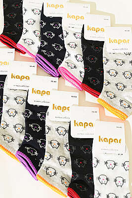 Kadın 12'li Renkli Desenli Patik Çorap Asorti 6 - Babet / Patik Çorap