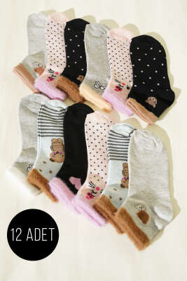 Kadın 12'li Sakallı Figürlü Yumoş Patik Çorap Asorti 2 - ÜNAL ÇORAP