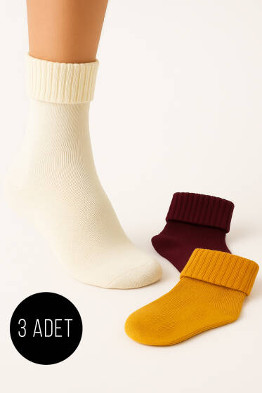 Kadın 3'lü Bot Çorabı Asorti 1 - Soket Çorap