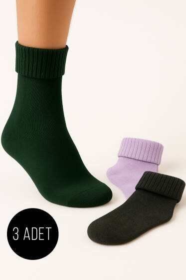 Kadın 3'lü Bot Çorabı Asorti 2 - Soket Çorap