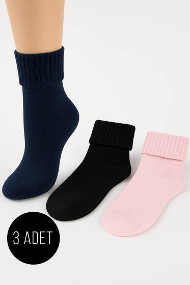 Kadın 3'lü Bot Çorabı Asorti 3 - Soket Çorap
