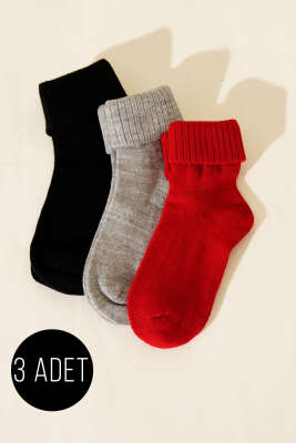 Kadın 3'lü Bot Çorabı Asorti 7 