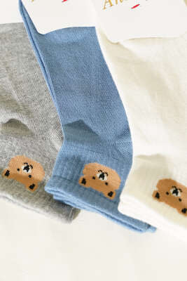 Kadın 3'lü Desenli Penye Patik Çorap Asorti 1 - Babet / Patik Çorap