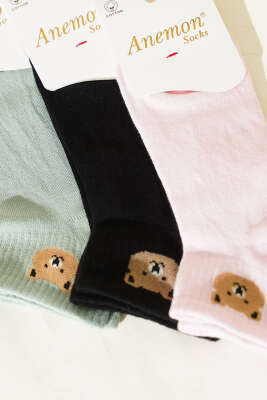 Kadın 3'lü Desenli Penye Patik Çorap Asorti 2 - Babet / Patik Çorap