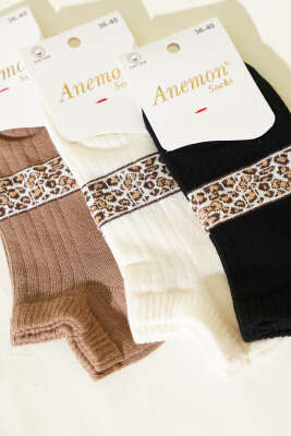 Kadın 3'lü Desenli Penye Patik Çorap Asorti 3 - Babet / Patik Çorap