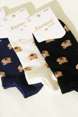 Kadın 3'lü Desenli Penye Patik Çorap Asorti 6 - Babet / Patik Çorap