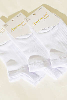 Kadın 3'lü Desenli Penye Patik Çorap Asorti Beyaz - Babet / Patik Çorap