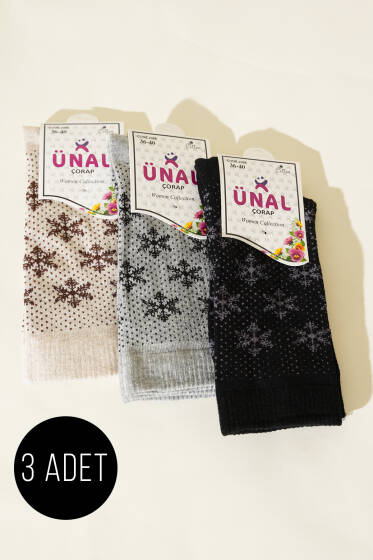 Kadın 3'lü Desenli Soket Çorap Asorti 2 - Soket Çorap
