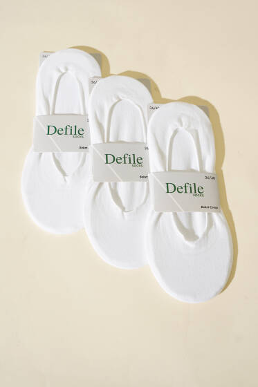 Kadın 3'lü Düz Lazer Kesim Babet Çorap Beyaz - Babet / Patik Çorap