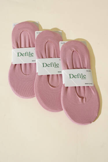 Kadın 3'lü Düz Lazer Kesim Babet Çorap Pudra - Babet / Patik Çorap