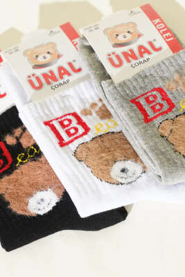 Kadın 3'lü Figürlü Yumoş Soket Çorap Asorti 1 - Soket Çorap