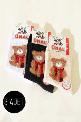 Kadın 3'lü Figürlü Yumoş Soket Çorap Asorti 12 