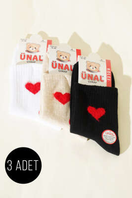 Kadın 3'lü Figürlü Yumoş Soket Çorap Asorti 13 