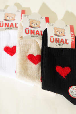 Kadın 3'lü Figürlü Yumoş Soket Çorap Asorti 13 - Soket Çorap