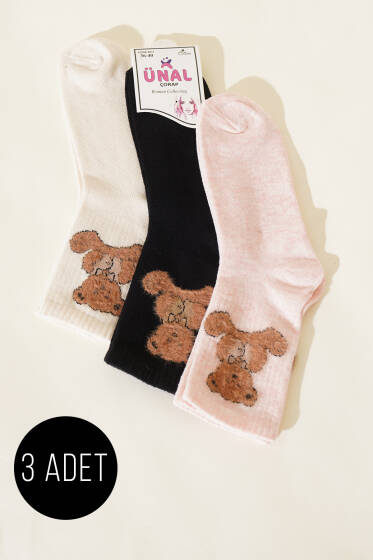 Kadın 3'lü Figürlü Yumoş Soket Çorap Asorti 2 - Soket Çorap