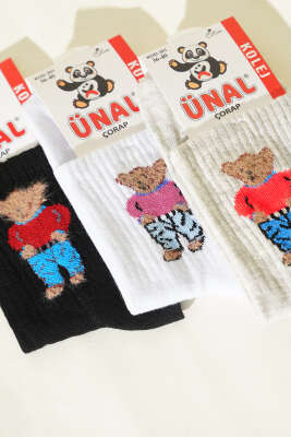 Kadın 3'lü Figürlü Yumoş Soket Çorap Asorti 2 - Soket Çorap