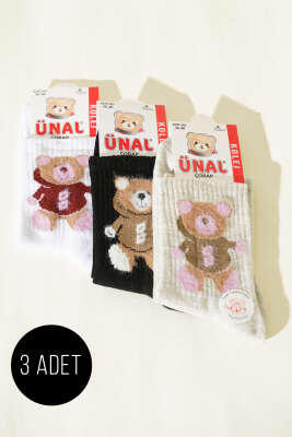Kadın 3'lü Figürlü Yumoş Soket Çorap Asorti 3 
