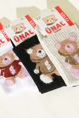 Kadın 3'lü Figürlü Yumoş Soket Çorap Asorti 3 - Soket Çorap