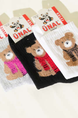 Kadın 3'lü Figürlü Yumoş Soket Çorap Asorti 4 - Soket Çorap