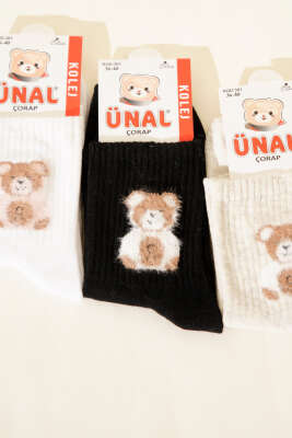 Kadın 3'lü Figürlü Yumoş Soket Çorap Asorti 6 - Soket Çorap