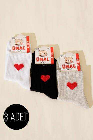 Kadın 3'lü Figürlü Yumoş Soket Çorap Asorti 7 - Soket Çorap