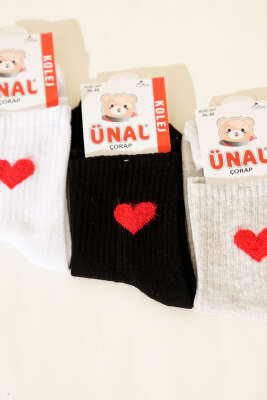 Kadın 3'lü Figürlü Yumoş Soket Çorap Asorti 7 - Soket Çorap