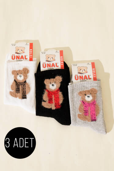Kadın 3'lü Figürlü Yumoş Soket Çorap Asorti 8 - Soket Çorap