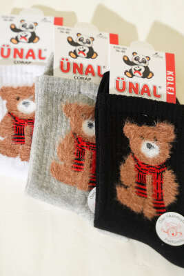 Kadın 3'lü Figürlü Yumoş Soket Çorap Asorti 8 - Soket Çorap