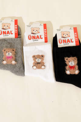 Kadın 3'lü Figürlü Yumoş Soket Çorap Asorti 9 - Soket Çorap
