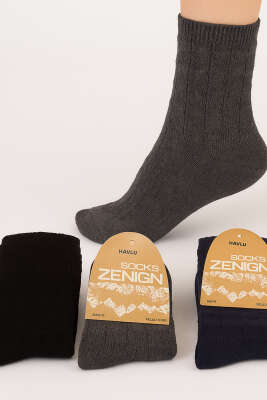 Kadın 3'lü Kare Desen Havlu Patik Çorap Asorti 1 - Babet / Patik Çorap