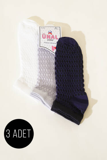 Kadın 3'lü Karışık Desen Patik Çorap Asorti 1 - Babet / Patik Çorap