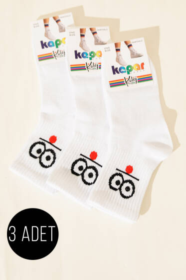 Kadın 3'lü Kolej Soket Çorabı Asorti 1 - Soket Çorap
