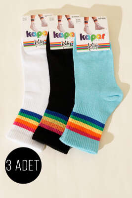Kadın 3'lü Kolej Soket Çorabı Asorti 2 