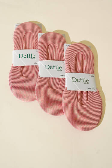 Kadın 3'lü Lazer Fitilli Babet Çorap Pudra - Babet / Patik Çorap